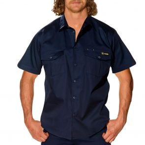 Tradie Mens Flex Short Sleeve Drill Shirt MJ1946ST Navy