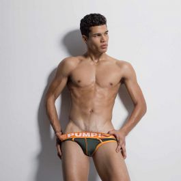 PUMP Squad Low Rise Cotton Mesh Brief Green/Orange/White 12047