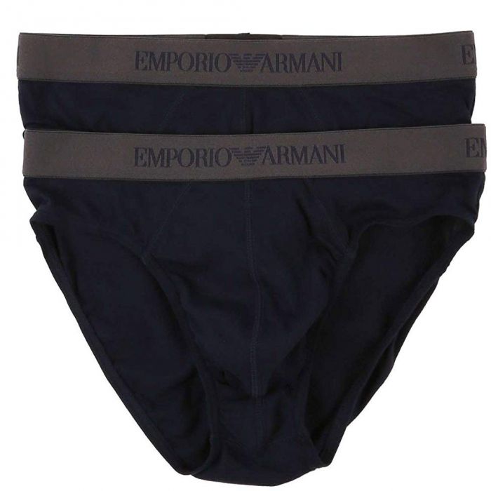 Emporio Armani Men's Underwear Stretch Cotton 2-Pack Basic Briefs, White