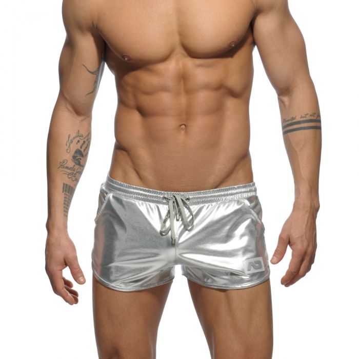 Addicted Metallic Short AD562 Silver Mens Underwear