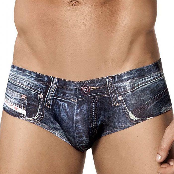 Men's Smooth Cotton Shorts Fake Denim Jean Printed Boxer Briefs