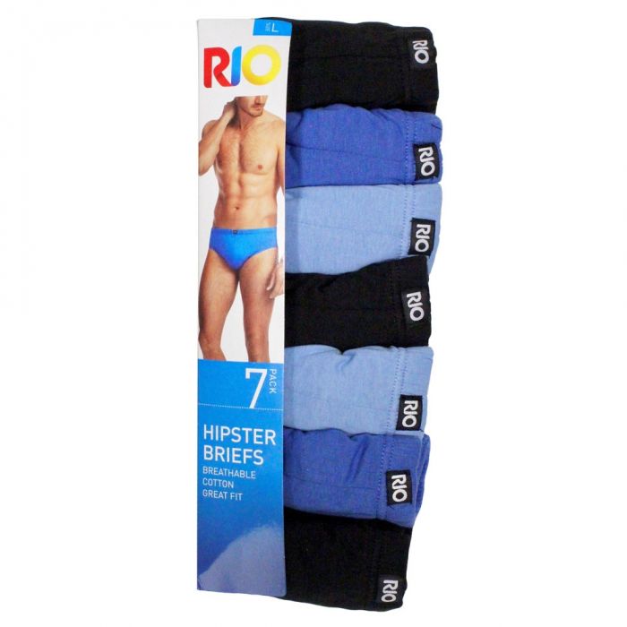 Mens Rio 7 Pack Hipster Brief Cotton Underwear Blue Red Black 61K