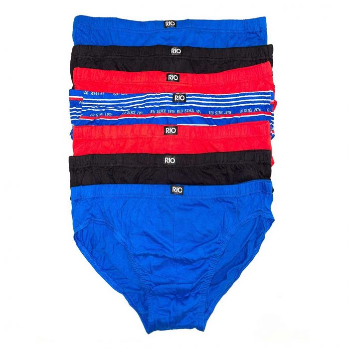 Mens Rio 7 Pack Hipster Brief Cotton Underwear Blue Red Black 61K