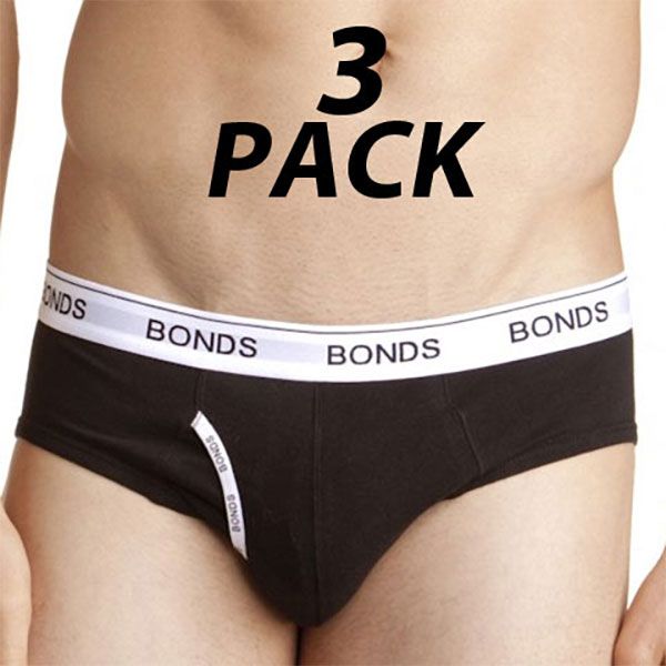 Bonds Men's Guyfront Trunk 3 Pack Black