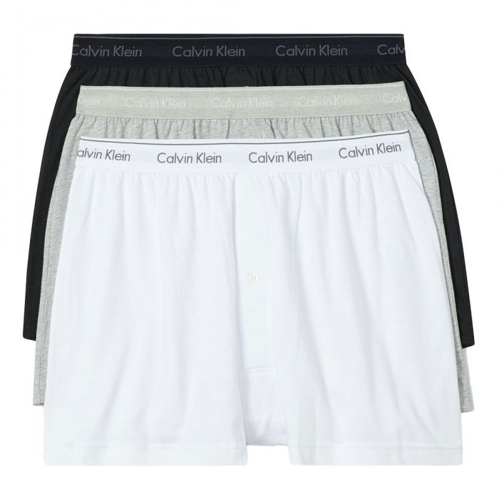 Calvin Klein Cotton Classics 3 Pack Knit Boxers NB4005 Black/White/Grey ...